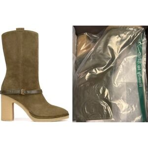 Franco Sarto 8.5 Paxton Mid Bootie BRAND NEW Cypress Green Leather Pull-On $185